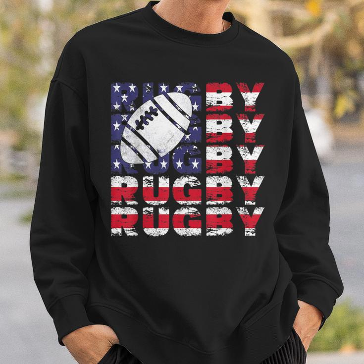 4Th Of July Rugby American Flag Vintage Sports Patriotic Sweatshirt Gifts for Him