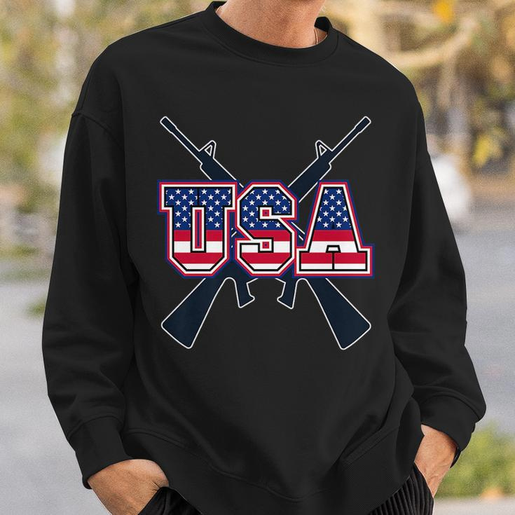 4Th Of July Usa With Gun Background Gun Funny Gifts Sweatshirt Gifts for Him