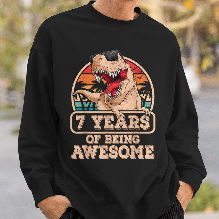 7 Years Of Being AwesomeRex Dinosaur 7Th Birthday Dino Sweatshirt Gifts for Him