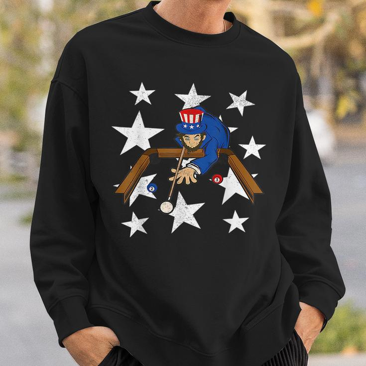 Abraham Lincoln Playing Billiards Funny 4Th Of July Poo Sweatshirt Gifts for Him