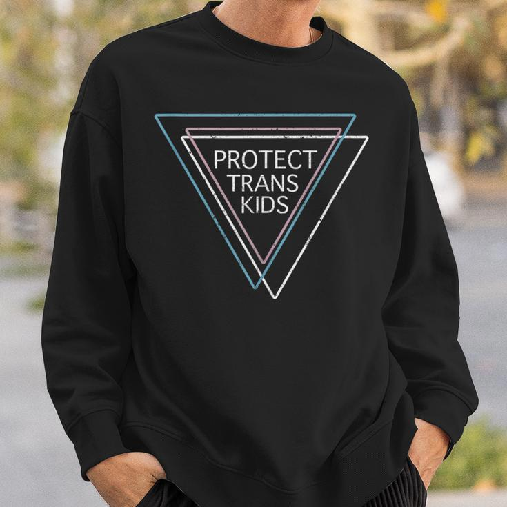 Abstract Pan Pride Triangles Protect Trans Kid Lgbt Support Sweatshirt Gifts for Him