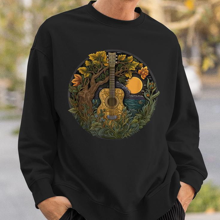 Acoustic Guitar Tree Guitarist Landscape Nature Music Lover Sweatshirt Gifts for Him