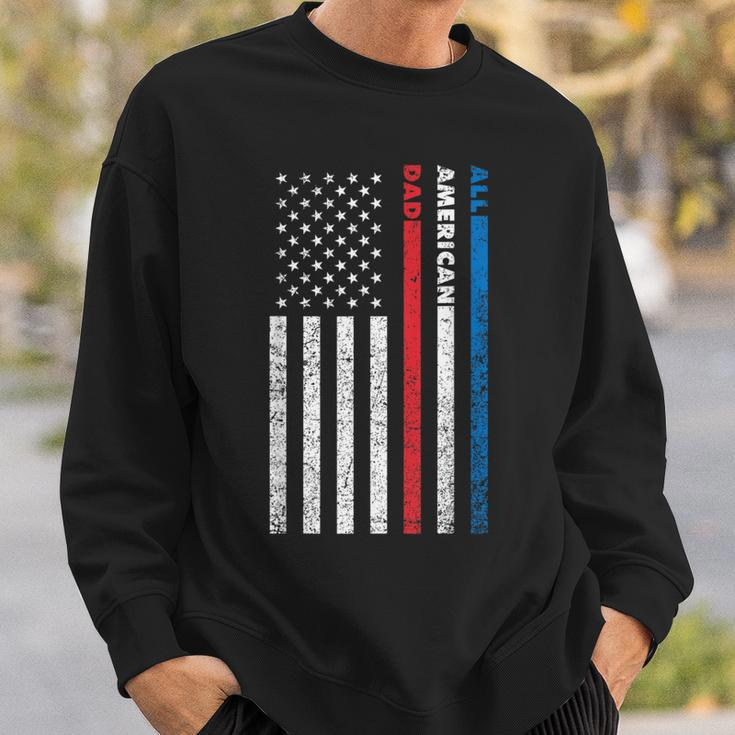 All-American Dad Patriotic Usa Flag Fathers Day Gift Sweatshirt Gifts for Him