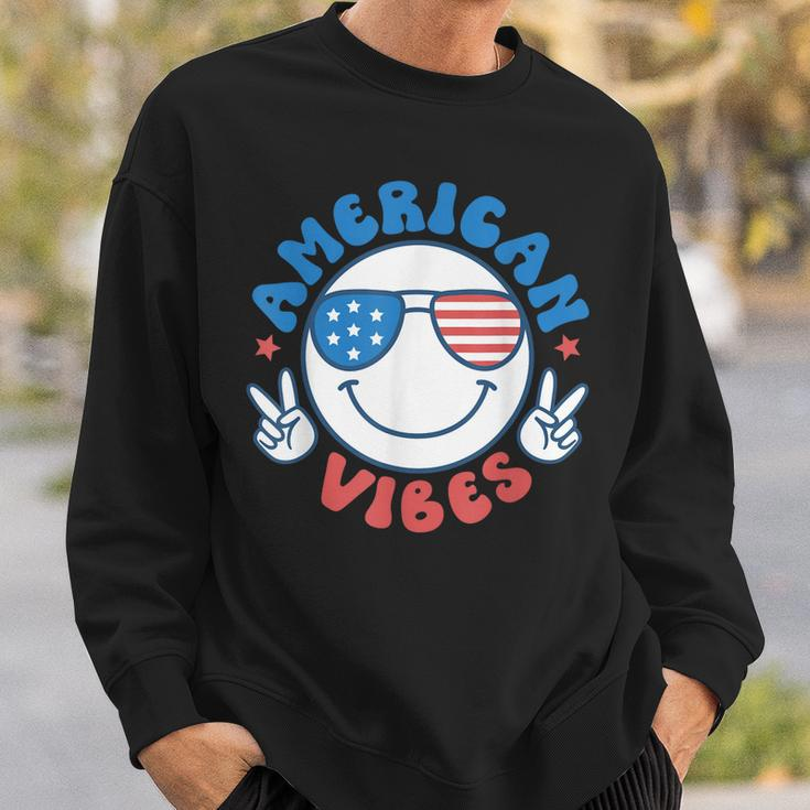 America Vibes Fourth 4Th Of July Happy Face Smile Patriotic Sweatshirt Gifts for Him