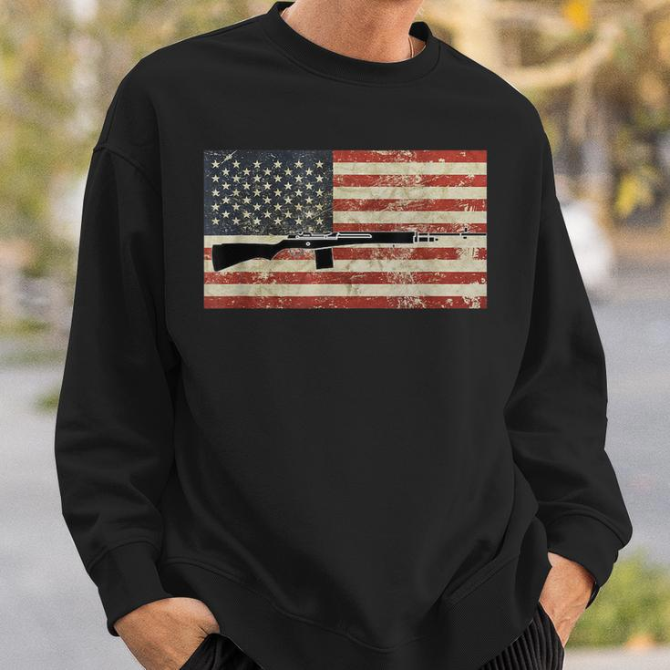 American Usa Flag M14 Gun Rifle 762 Army Military Firearm Sweatshirt Gifts for Him