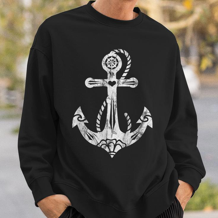 Anchor Symbol Sacred Rose Heart Tattoo Style Sweatshirt Gifts for Him