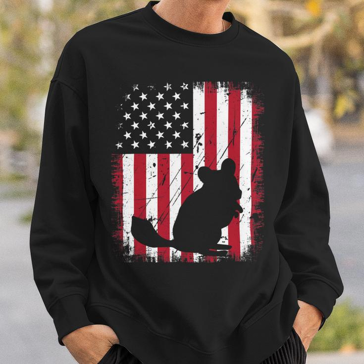 Animal Lover Vintage American Flag 4Th Of July Chinchilla Sweatshirt Gifts for Him