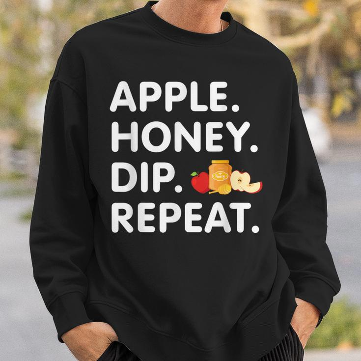 Apple Honey Dip Repeat Rosh Hashanah Jewish New Year Sweatshirt Gifts for Him