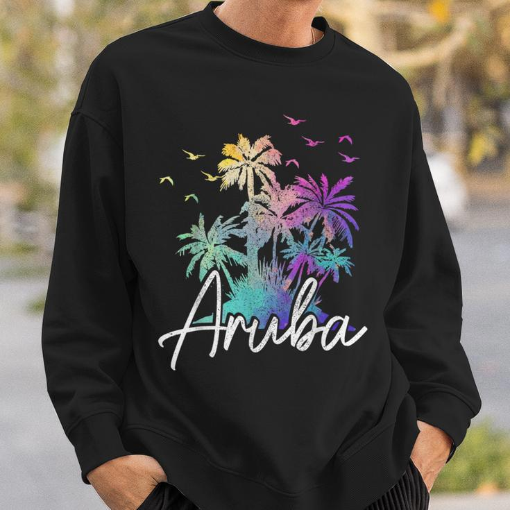 Aruba Beach Vintage Palm Trees Vacation Aruba Funny Gifts Sweatshirt Gifts for Him