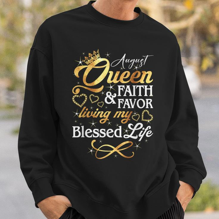 August Queen Living My Blessed Life Birthday Queen Crown Sweatshirt Gifts for Him
