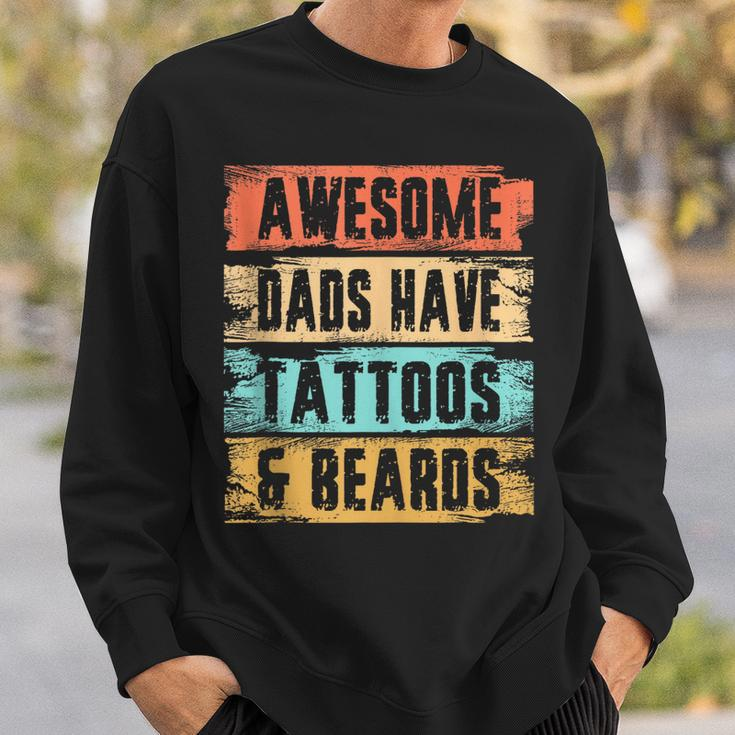 Awesome Dads Have Tattoos And Beards Vintage Fathers Day Men Sweatshirt Gifts for Him