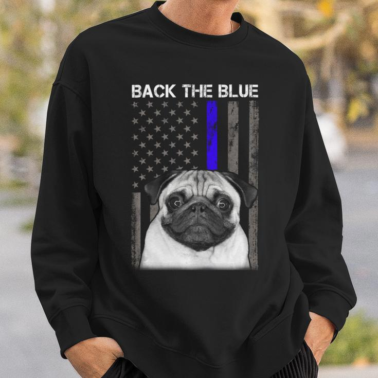 Back The Blue Thin Blue Line Us Flag Pug Do Sweatshirt Gifts for Him