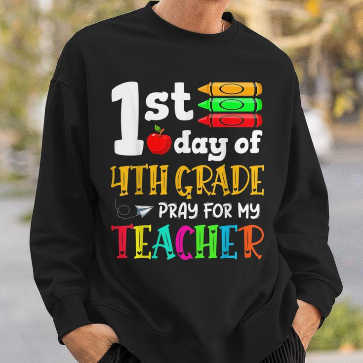 Back To School 1St Day Of 4Th Grade Pray For My Teacher Kids Sweatshirt Gifts for Him