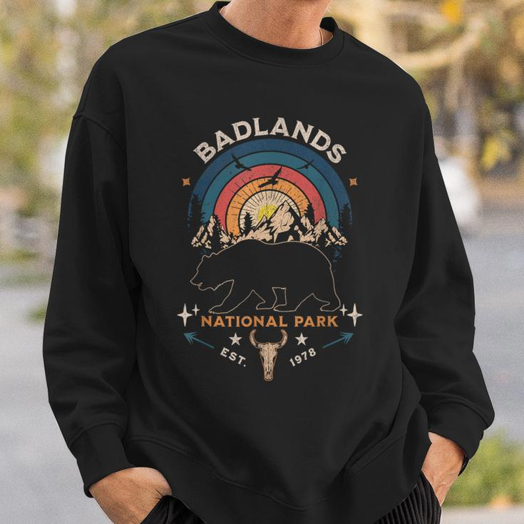 Badlands National Park South Dakota Camping Hiking Vintage Sweatshirt Gifts for Him