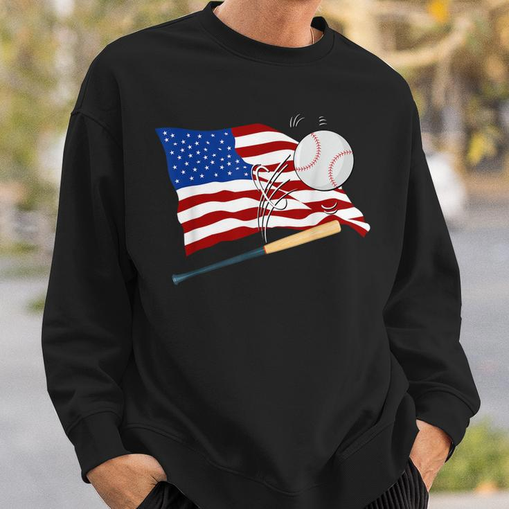 Baseball American Flag Baseball Usa Sweatshirt Gifts for Him