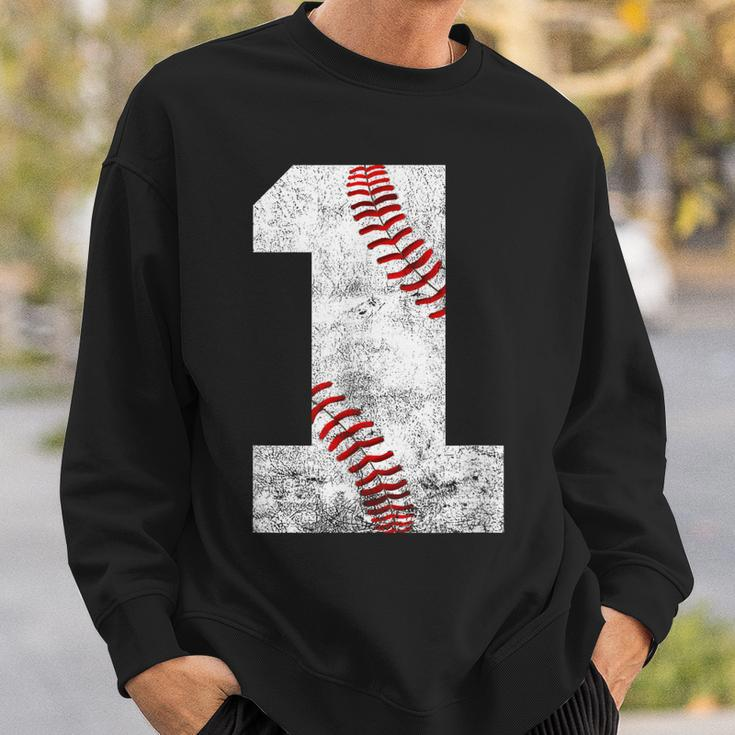 Baseball Jersey Number 1 Vintage 1St Birthday Sweatshirt Gifts for Him