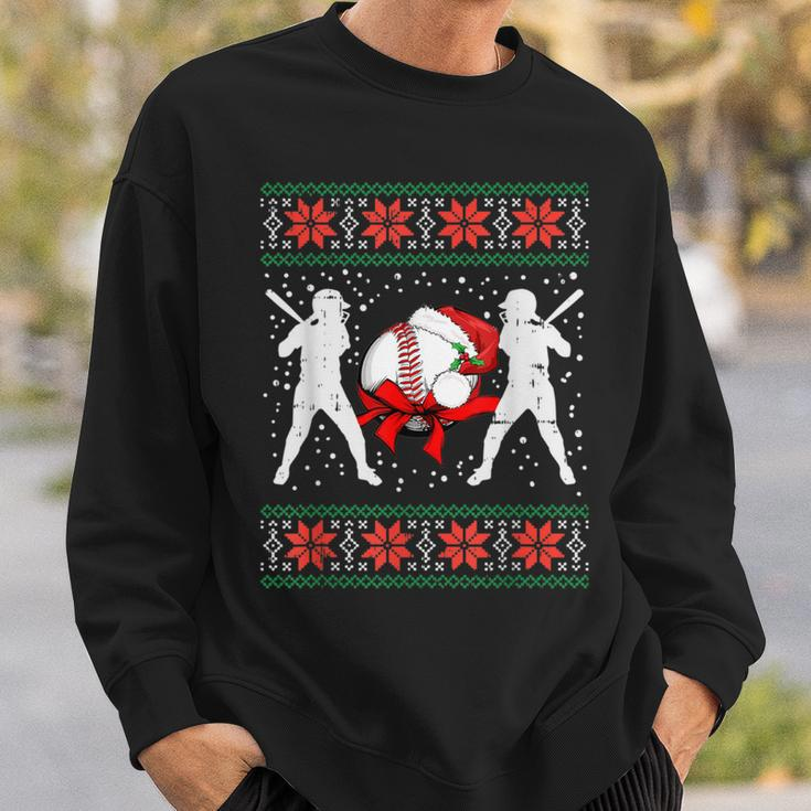 Baseball Ugly Christmas Sweater Softball Batter Hitter Sweatshirt Gifts for Him