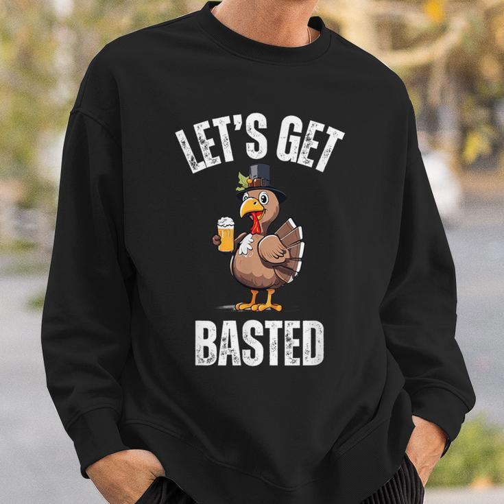 Lets Get Basted Thanksgiving Drinking Turkey Day Sweatshirt Gifts for Him