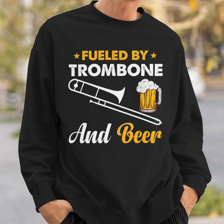 Beer Fueled By Trombone And Beer Trombone Musician Beer Drinker Sweatshirt Gifts for Him