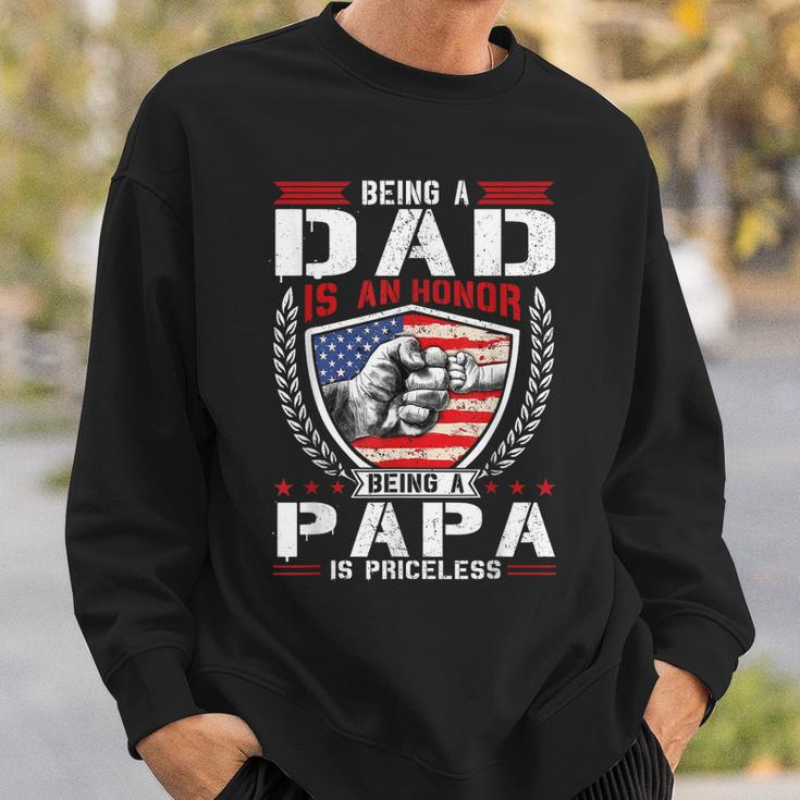 Being Dad Is An Honor Being Papa Is Priceless Usa Flag Daddy Sweatshirt Gifts for Him