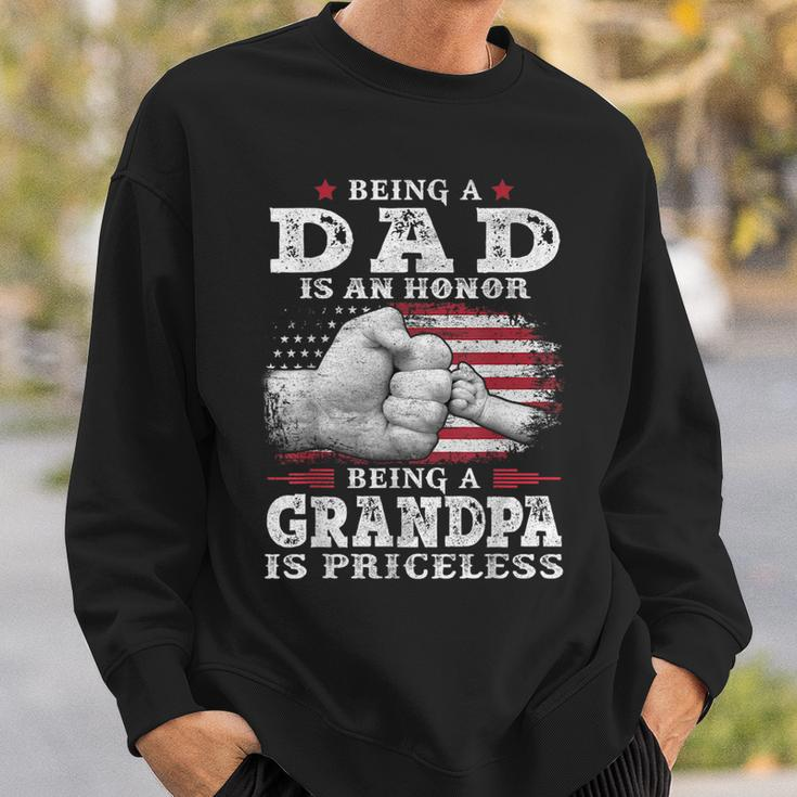 Being Dad Is An Honor Grandpa Is Priceless Flag First Pump Gift For Mens Sweatshirt Gifts for Him