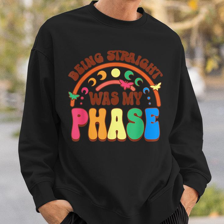 Being Straight Was My Phase Groovy Lgbt Pride Month Gay Les Sweatshirt Gifts for Him