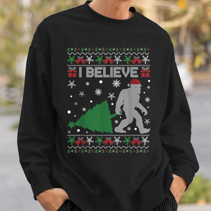 I Believe Big Foot Sasquatch Ugly Christmas Holiday Sweatshirt Gifts for Him