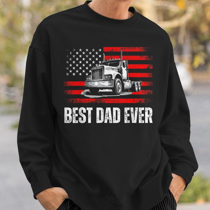 Best Dad Ever American Flag Best Trucker Dad Fathers Day Sweatshirt Gifts for Him