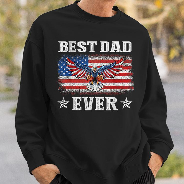 Best Dad Ever With Us American Flag Fathers Day Eagle Sweatshirt Gifts for Him