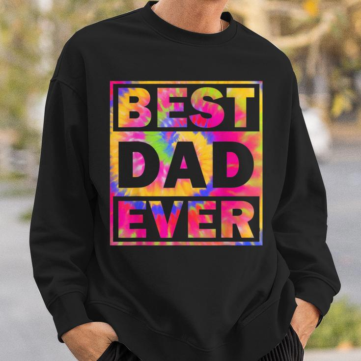 Best Dad Ever With Us Flag Tie Dye Fathers Day Sweatshirt Gifts for Him