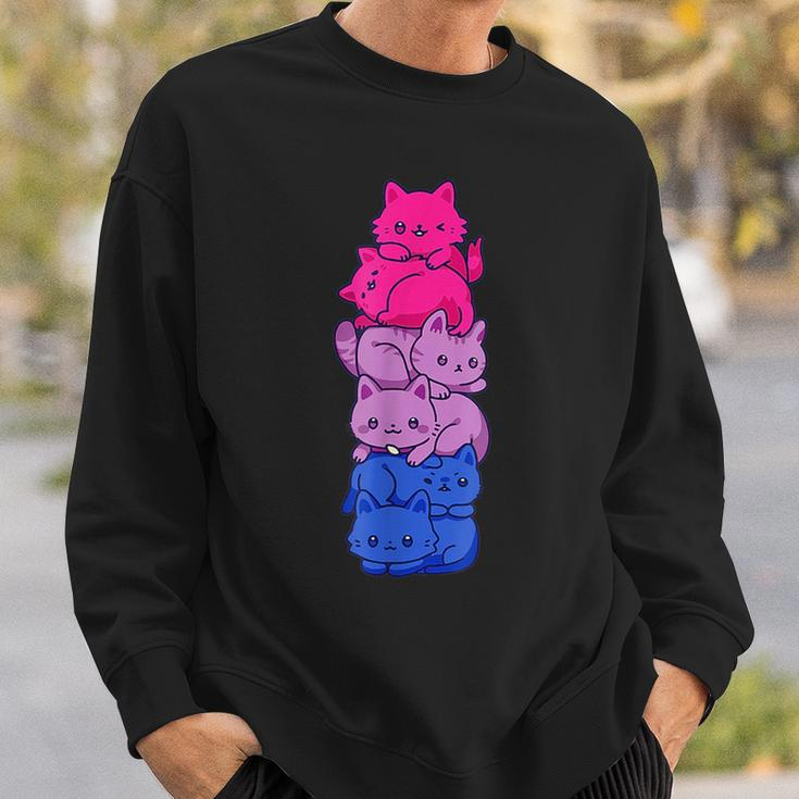 Bi Pride Cat Lgbt Bisexual Flag Cute Kawaii Cats Pile Gift Sweatshirt Gifts for Him