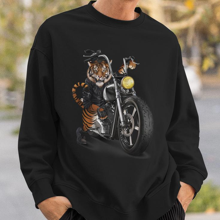 Biker Tiger Riding Chopper Motorcycle Sweatshirt Gifts for Him