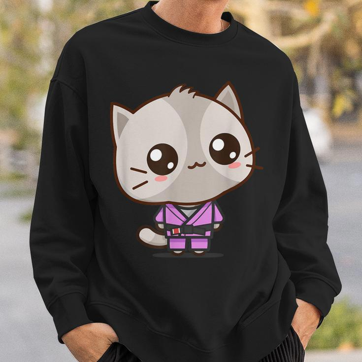 Brazilian Jiu Jitsu Black Belt Combat Sport Cute Kawaii Cat Sweatshirt Gifts for Him
