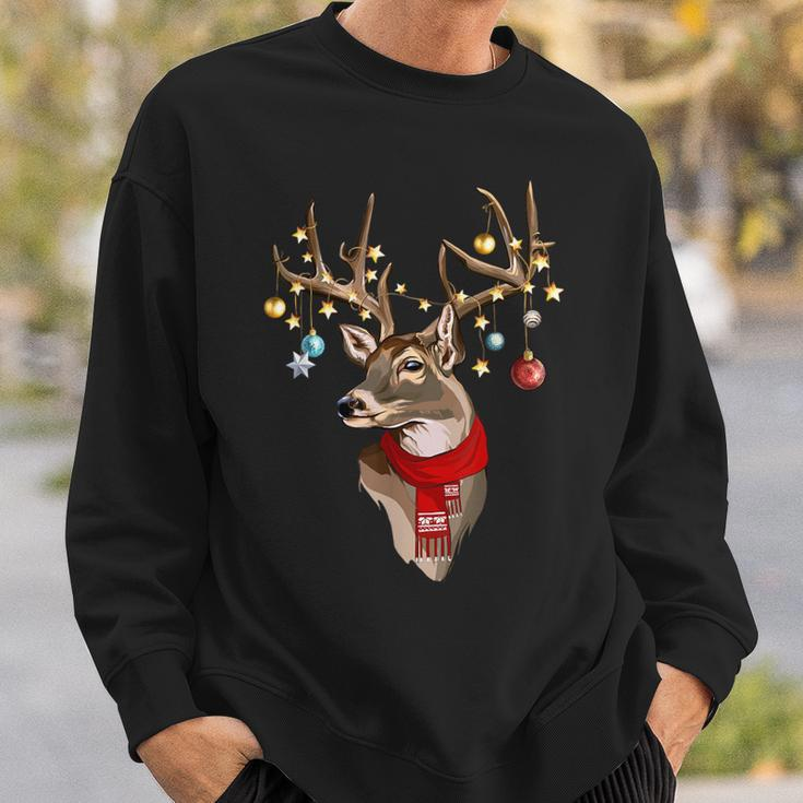 Buck Deer Antlers Christmas Lights Scarf Xmas Party Sweatshirt Gifts for Him