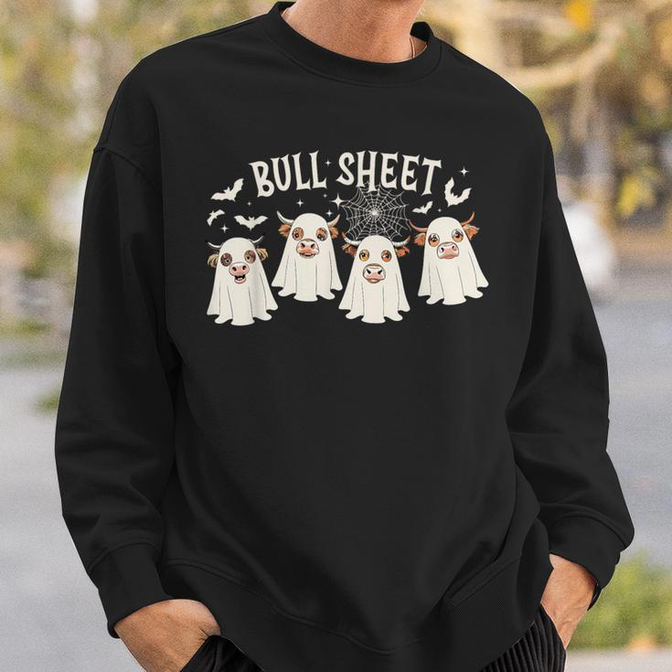 Bull Sheet Highland Cow Ghost Halloween Highland Cow Lover Sweatshirt Gifts for Him