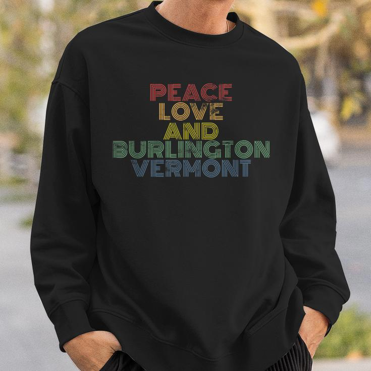 Burlington Vermont Peace Love Retro 70S Vintage Sweatshirt Gifts for Him