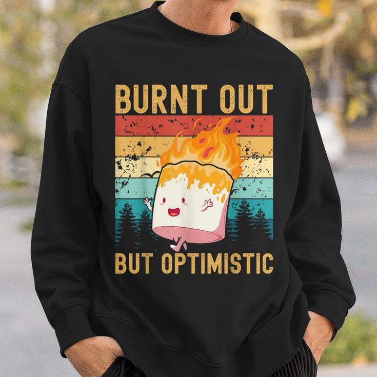 Burnt Out But Optimistic Cute Marshmallow Camping Vintage Sweatshirt Gifts for Him