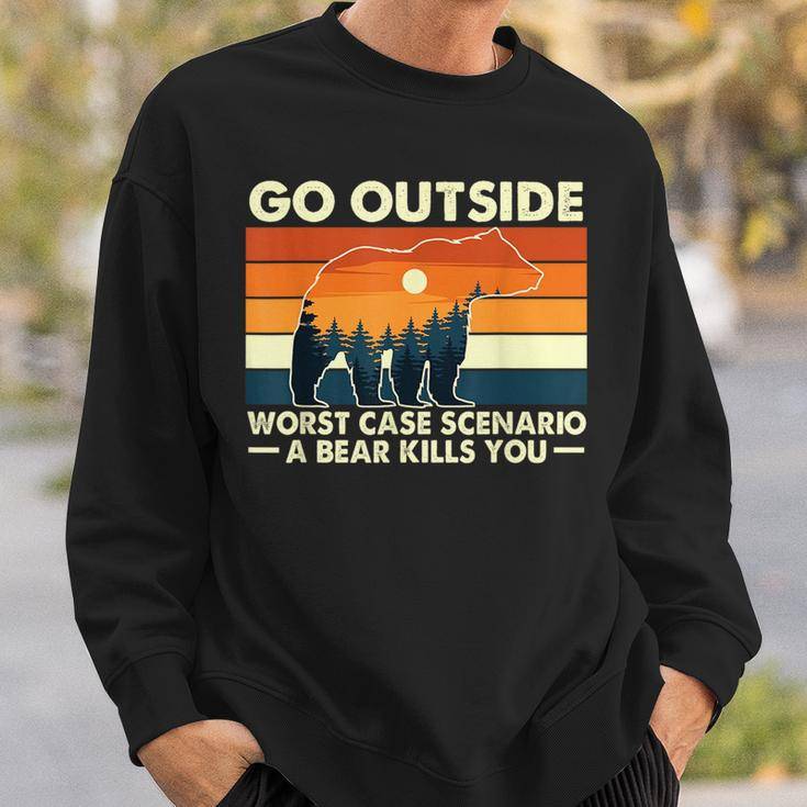 Camping Go Outside Worst Case Scenario A Bear Kills You Sweatshirt Gifts for Him