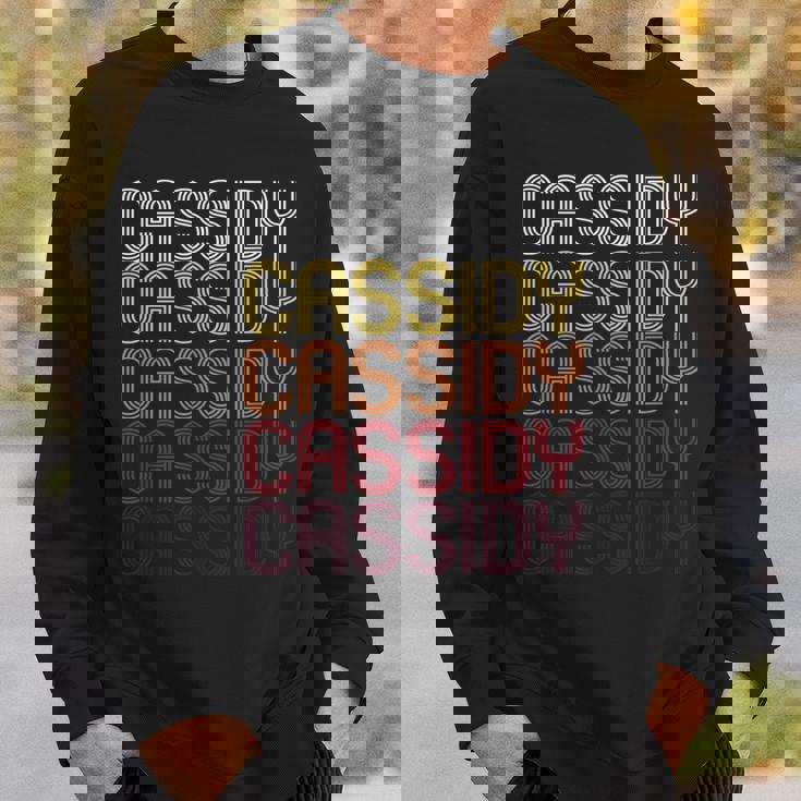 Cassidy Retro Wordmark Pattern Vintage Style Sweatshirt Gifts for Him