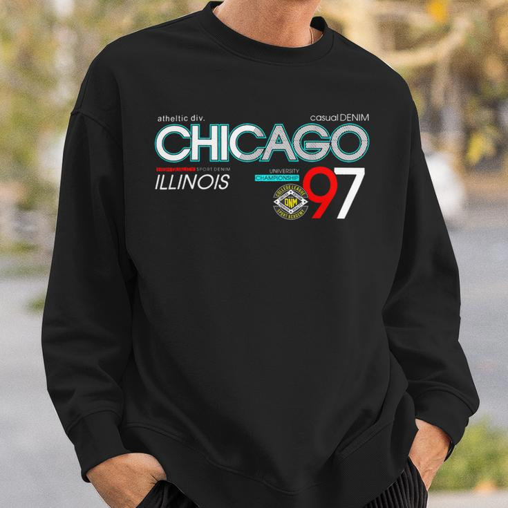 Chicago City Flag Downtown Skyline Chicago 3 Sweatshirt Gifts for Him