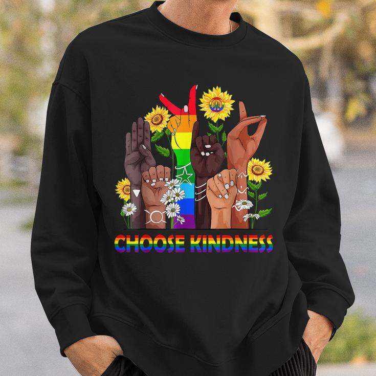 Choose Kindness Sign Language Hand Lgbtq Gay Les Pride Asl Sweatshirt Gifts for Him