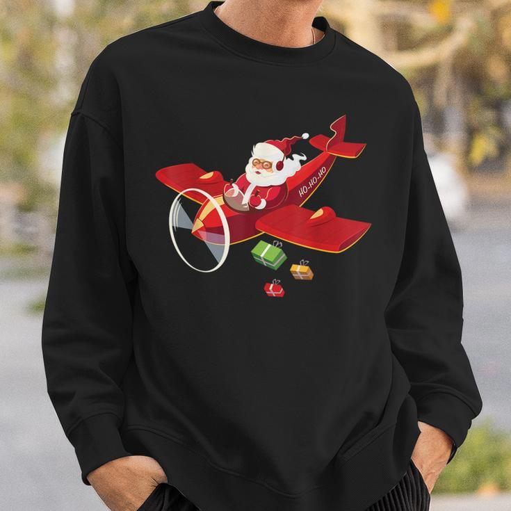 Christmas Santa Claus Pilot Flying Airplane Sweatshirt Gifts for Him