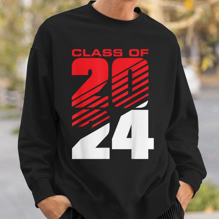 Class Of 2024 High School Senior Graduation Red Sports Style Sweatshirt Gifts for Him