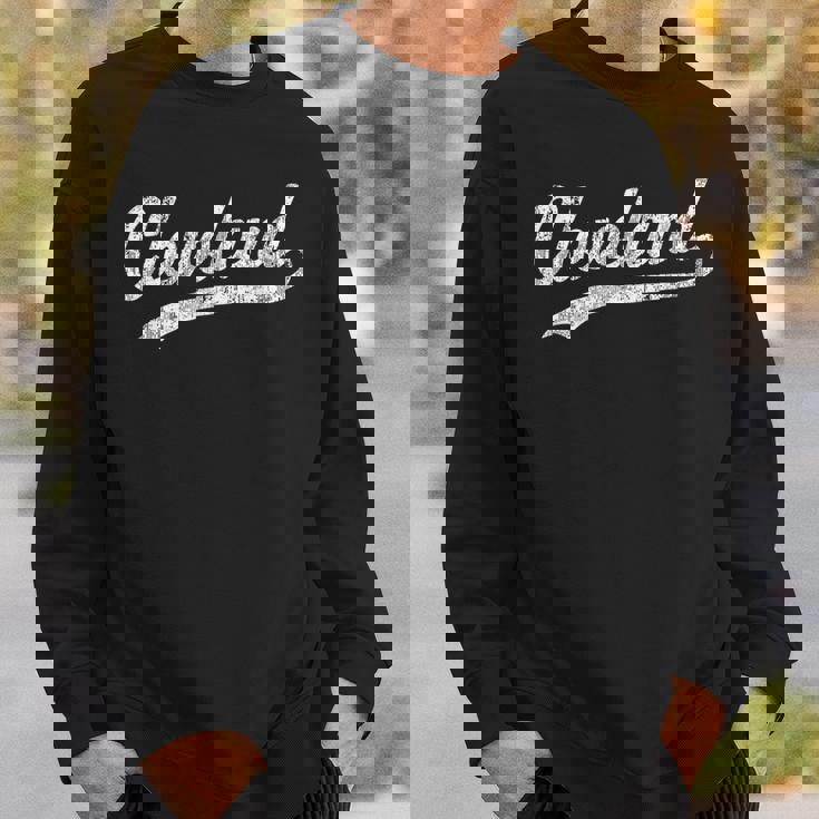 Cleveland Oh Vintage Baseball Sports Script Baseball Funny Gifts Sweatshirt Gifts for Him
