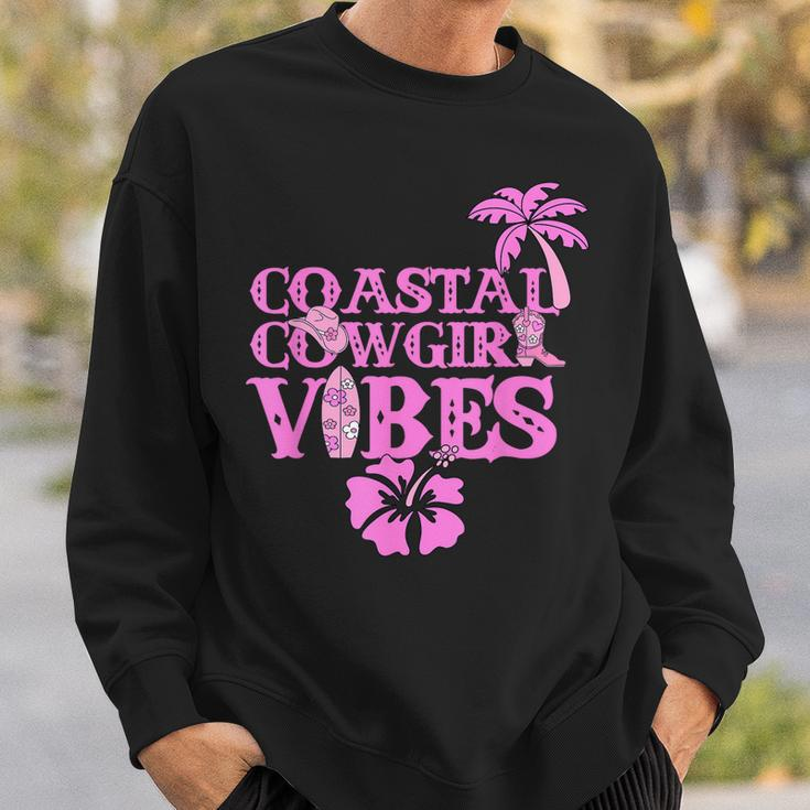 Coastal Cowgirl Aesthetic Vibes Pink Cowboy Boots Cowboy Hat Sweatshirt Gifts for Him