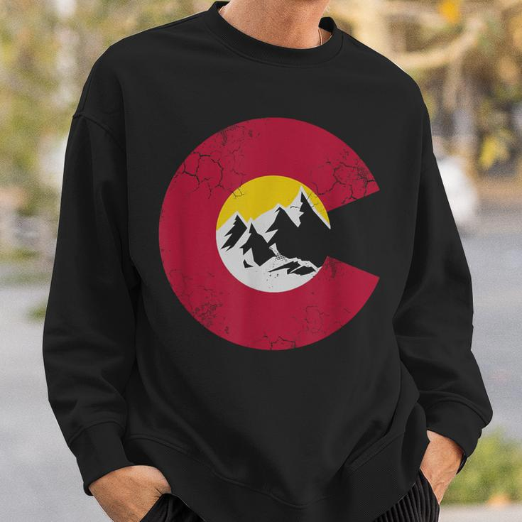 Colorado Flag Mountains Love Home Vintage Faded Sweatshirt Gifts for Him