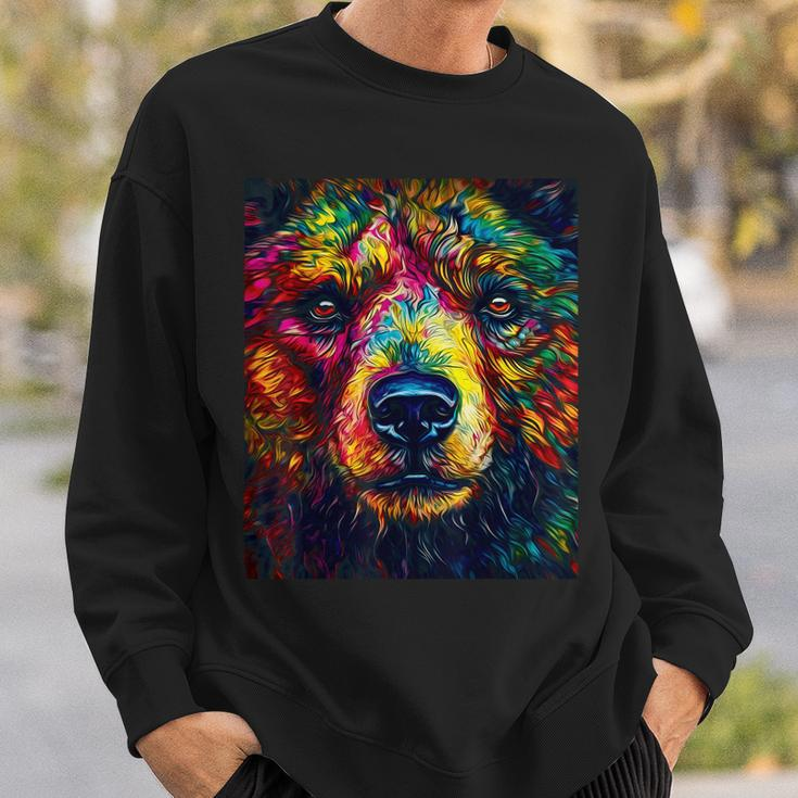 Colorful Grizzly Bear Closeup Sweatshirt Gifts for Him