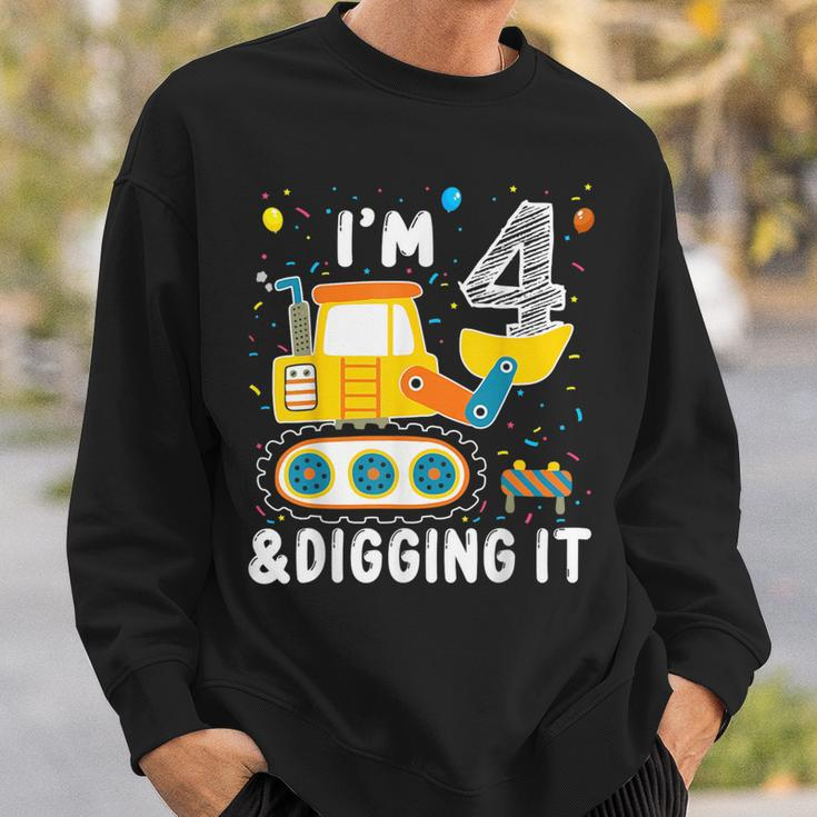 Construction Truck 4Th Birthday Boy 4 Yrs Old Digger Builder Sweatshirt Gifts for Him