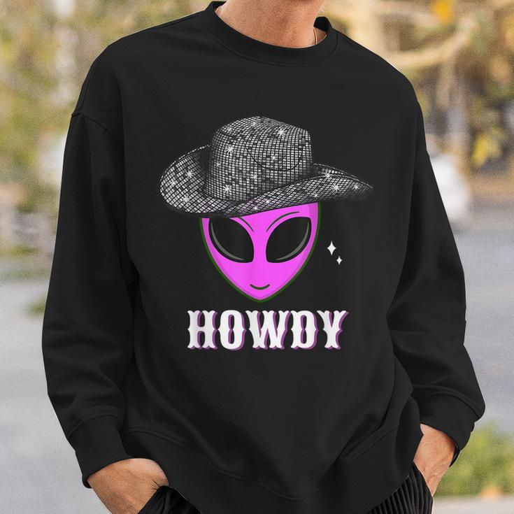 Cool Cowboy Hat Alien Howdy Space Western Disco Theme Sweatshirt Gifts for Him