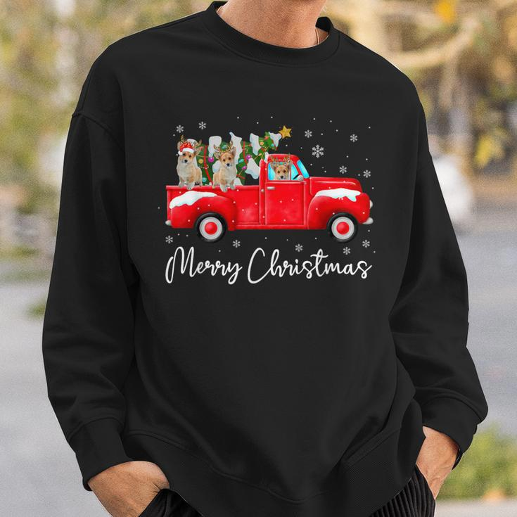 Corgi Red Truck Christmas Santa Hat Xmas Dog Lover Sweatshirt Gifts for Him